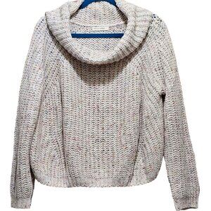 moon and madison chunky cowl neck multicolor confetti long sleeve knit sweater S